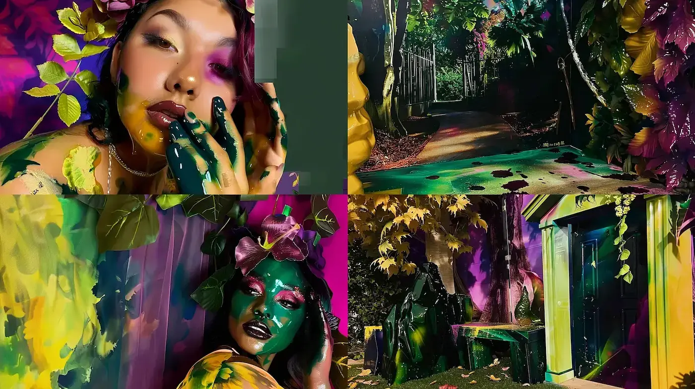 Enchanting Chromatic Garden: A Vivid Interplay of Nature and Expressionism - Midjourney sref style