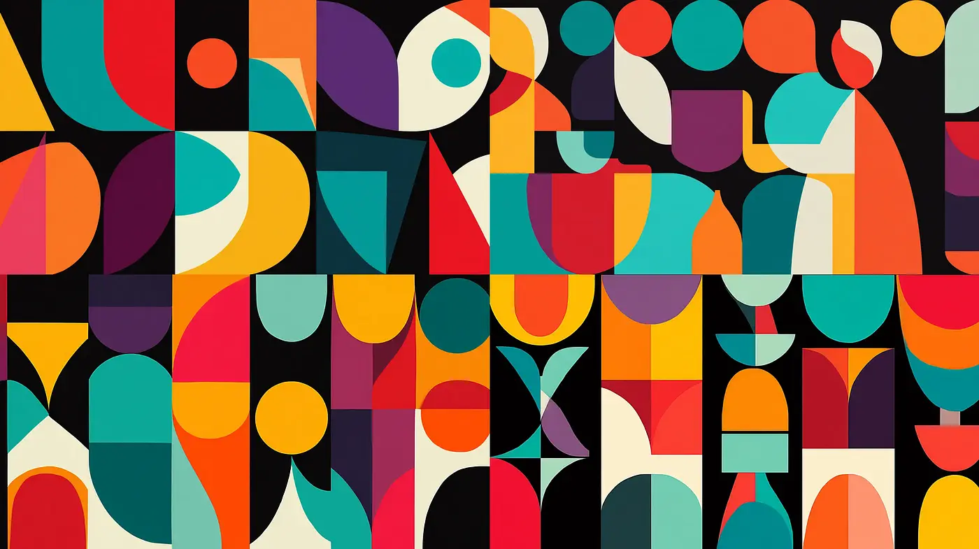Vibrant Geometric Abstraction with a Retro Aesthetic and Modern Influence - Midjourney sref style