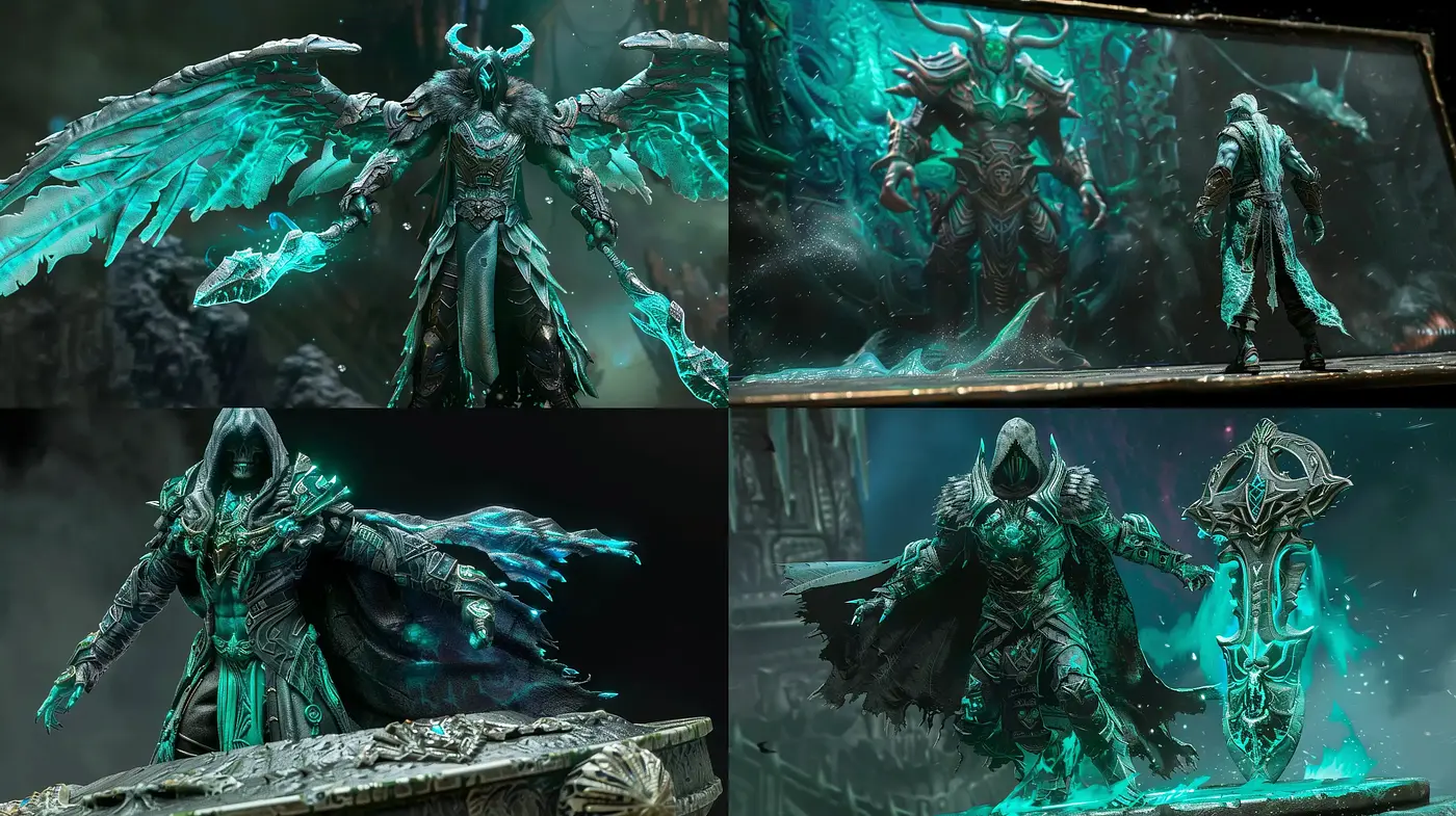 Ethereal Teal Glow and Gritty Fantasy Textures Style - Midjourney sref style