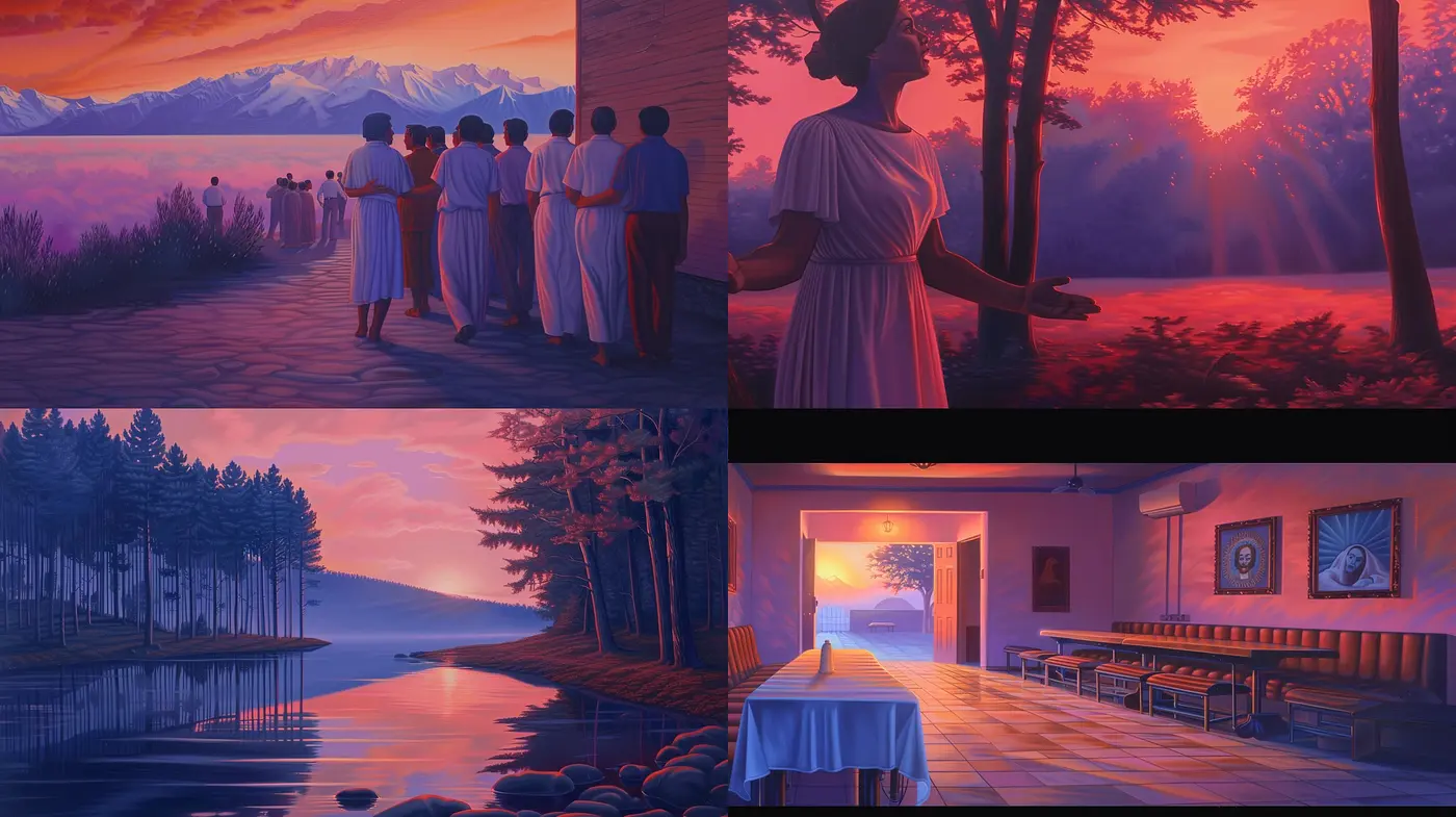 Twilight Serenity: A Harmonious Blend of Surrealism and Tranquility in Digital Art - Midjourney sref style