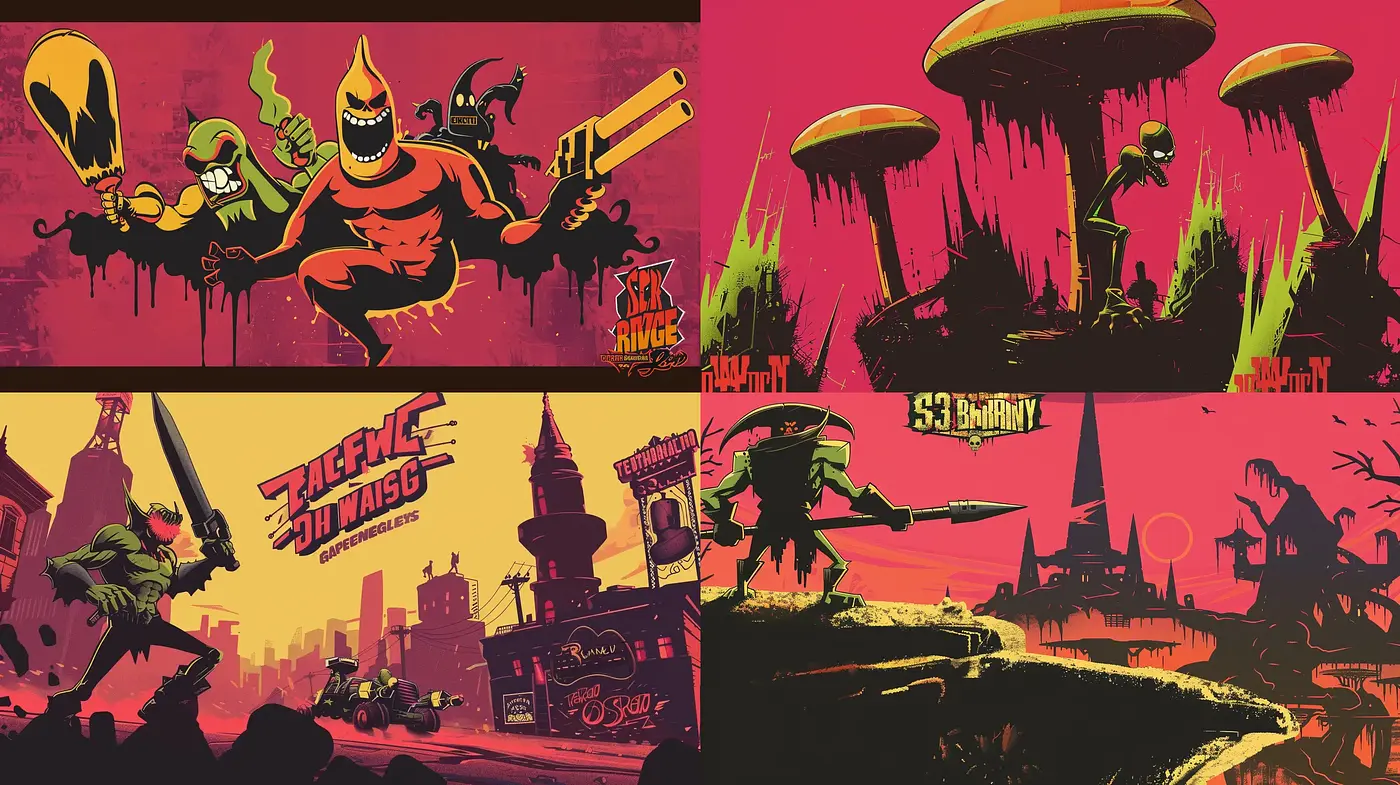 Neon-Infused Apocalyptic Grandeur with a Comic Book Vibrance - Midjourney sref style