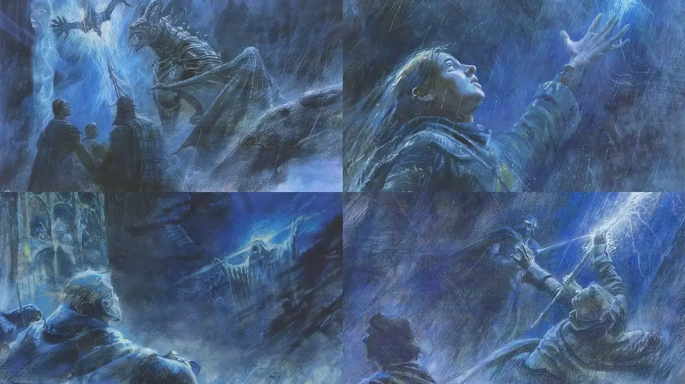 Dark and Atmospheric Fantasy Artwork with Ethereal Elements - Midjourney sref style