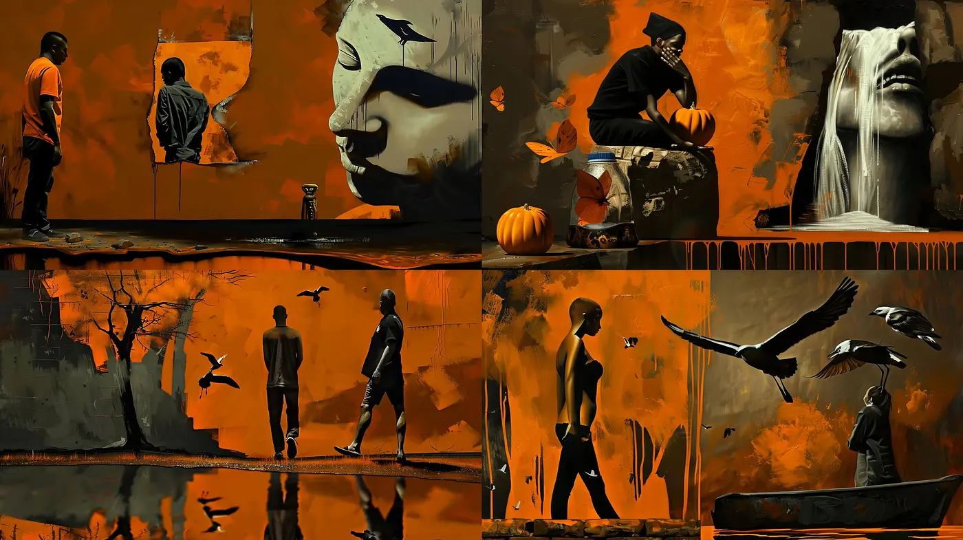 Enigmatic Sepia Tones and Surreal Imagery in Homogenized Style - Midjourney sref style
