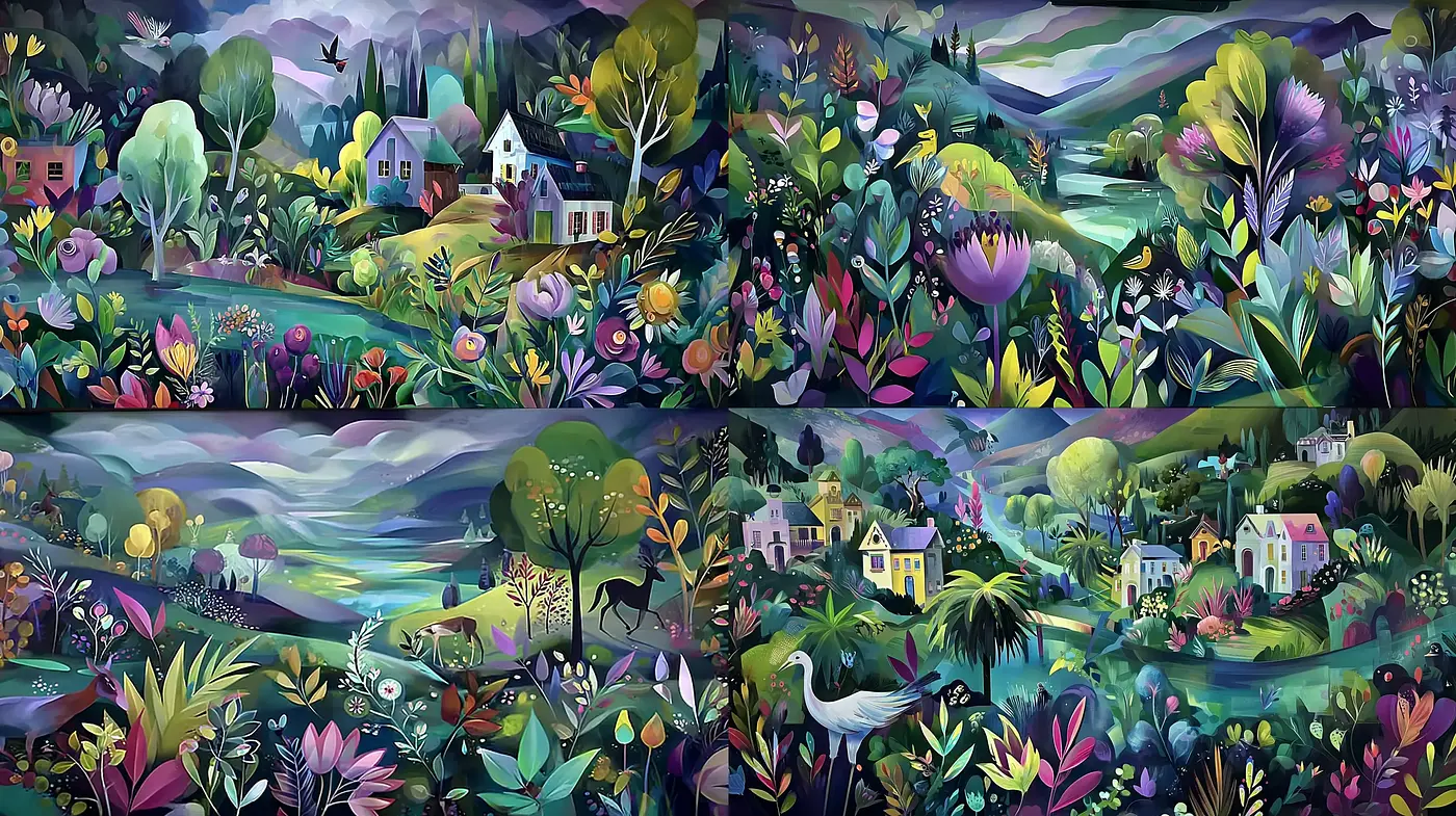 Whimsical Harmony in Nature's Palette - Midjourney sref style