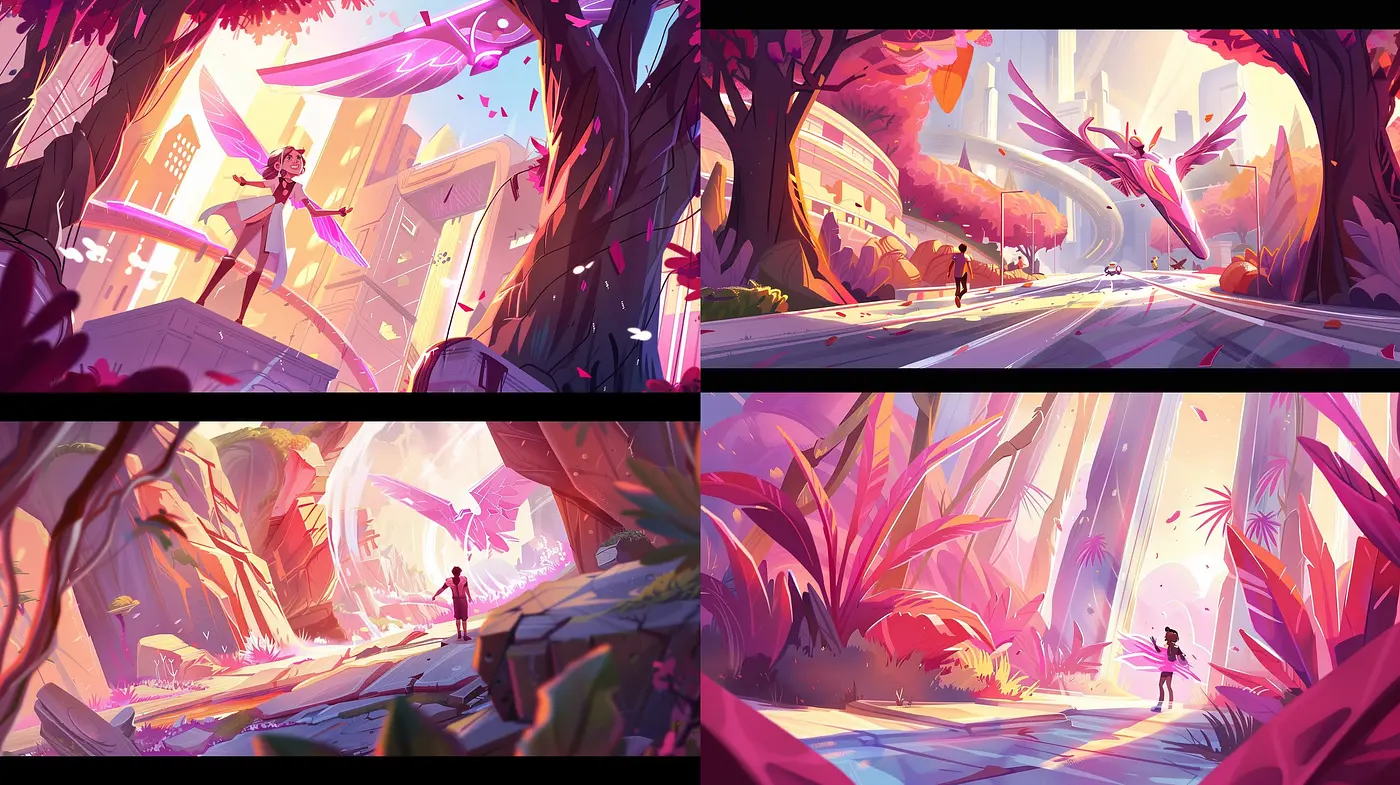 Vibrant Ethereal Futurism: A Luminous Journey Through Stylized Sci-Fi Landscapes - Midjourney sref style