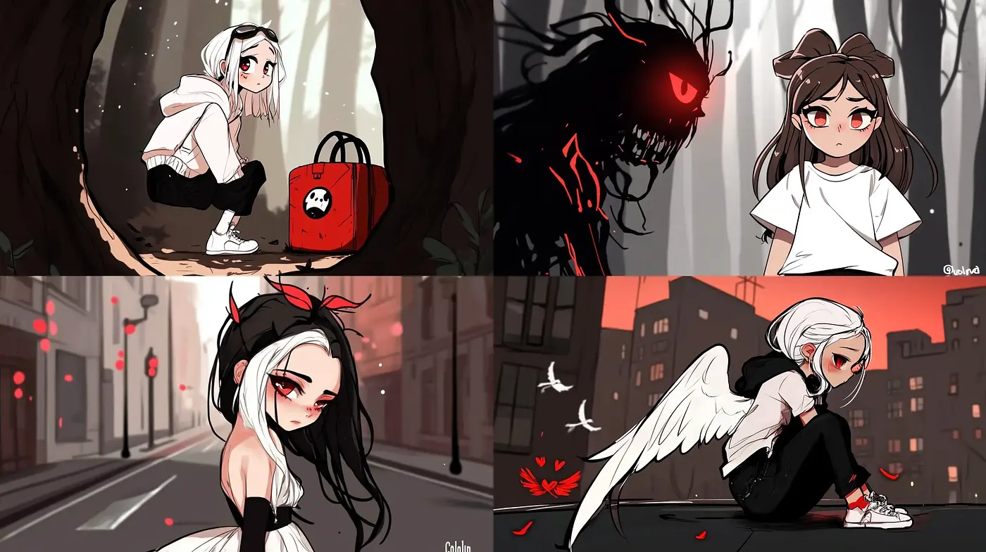 Contemporary Anime-Inspired Digital Illustrations with Urban Fantasy Elements - Midjourney sref style