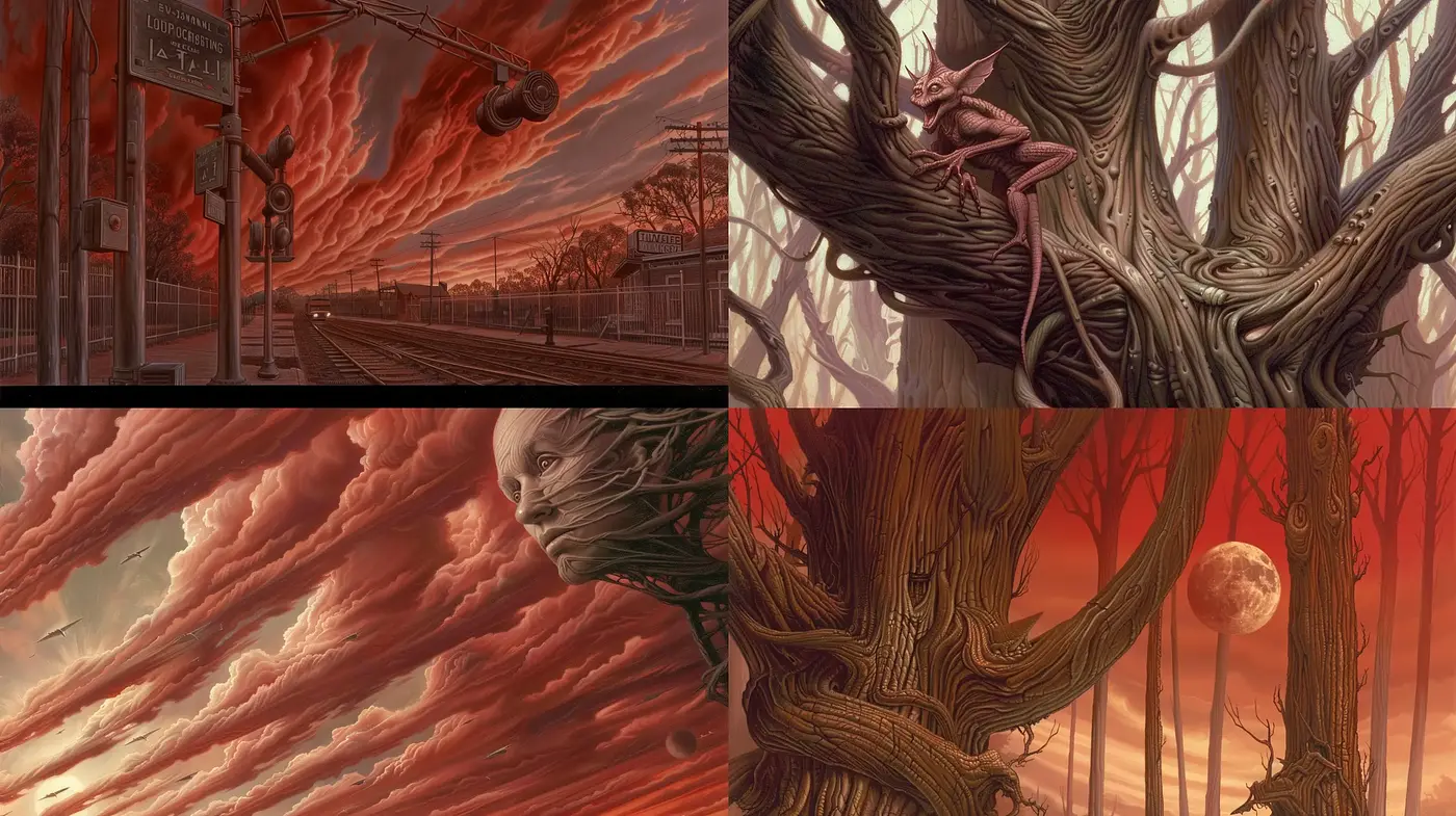 Surrealistic Serenity in Sepia Tones - Midjourney sref style