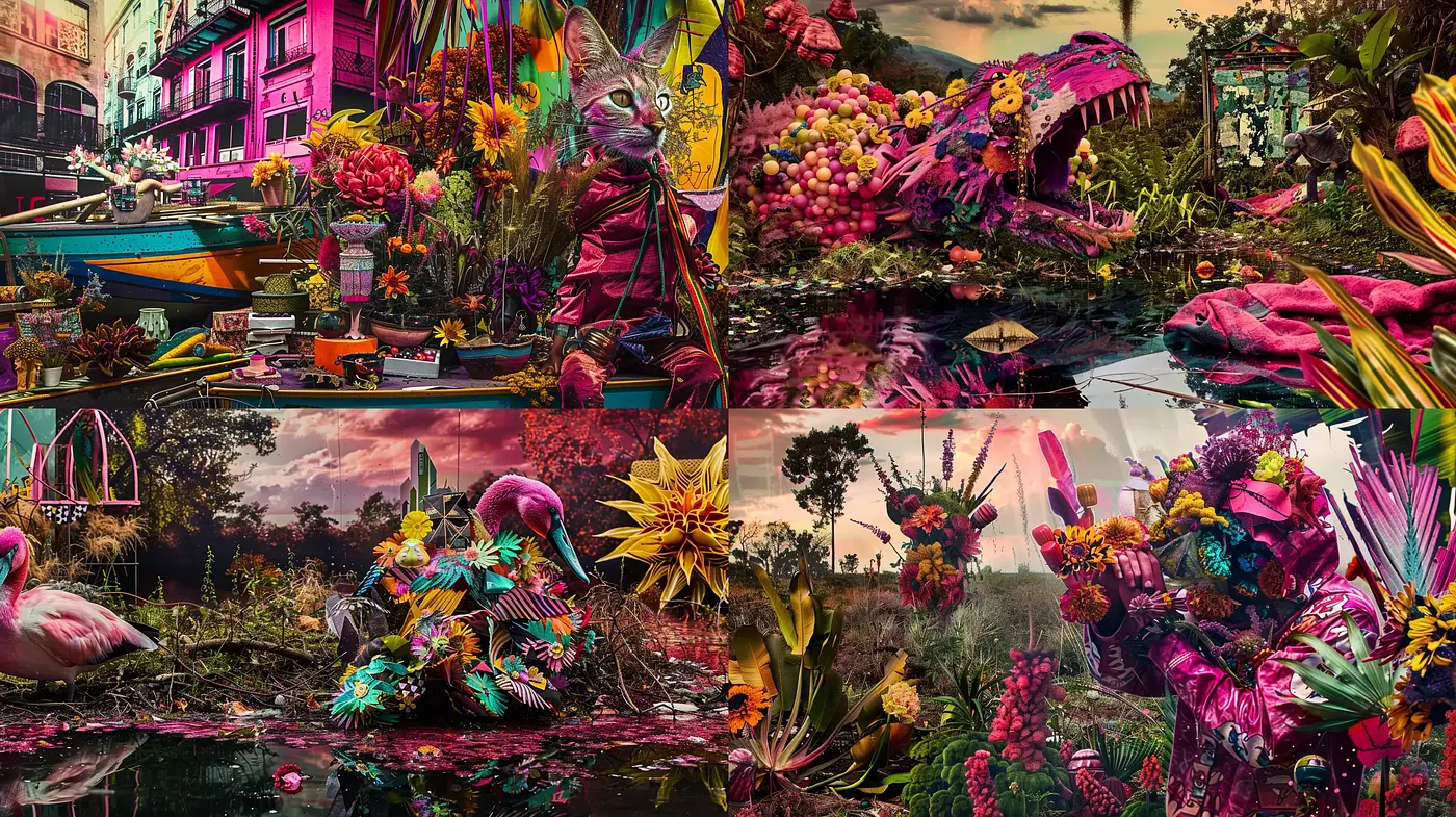 Surreal Botanical Extravaganza with Psychedelic Overtones - Midjourney sref style