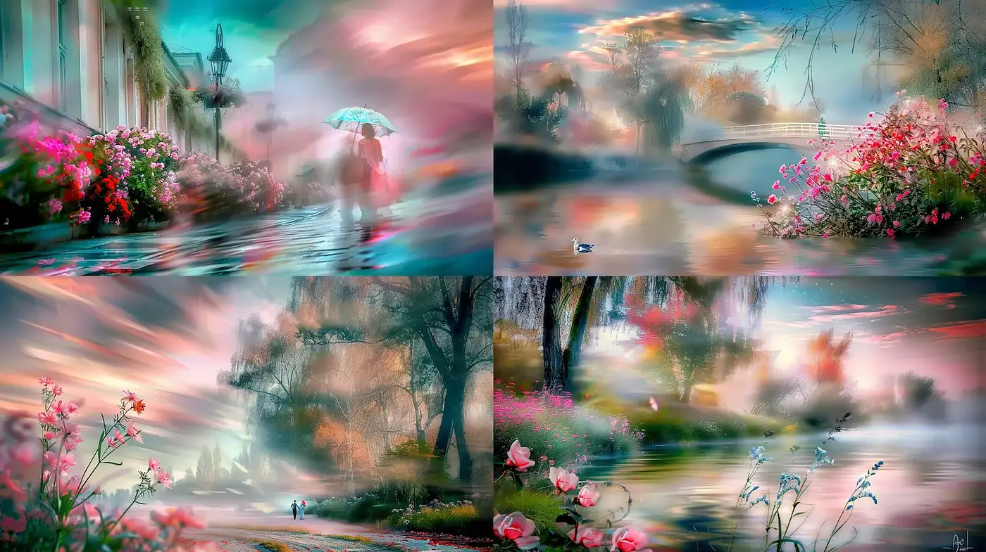 Ethereal Landscape with Romantic Elements and Impressionistic Influence - Midjourney sref style