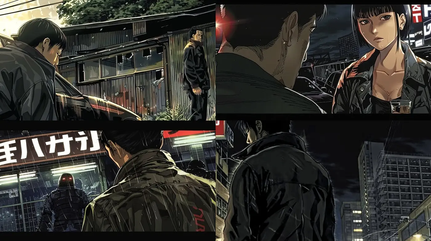 Nocturnal Urban Elegance: A Consistent Fusion of Cyberpunk and Neo-Noir - Midjourney sref style
