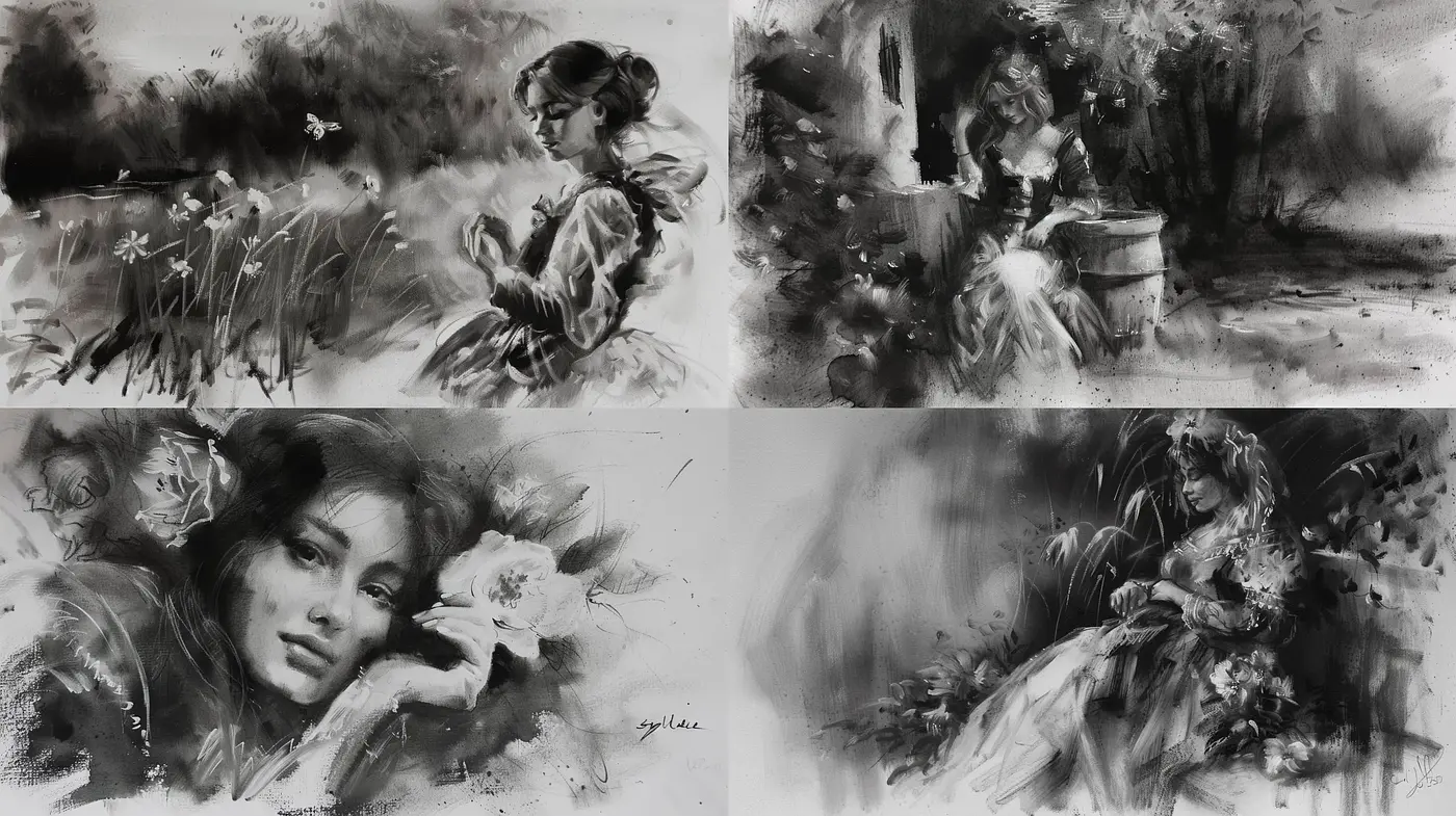 Monochromatic Whispers of Intimacy and Solitude - Midjourney sref style