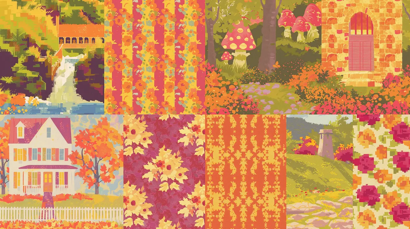 Autumn Inspired Textured Tapestry - Midjourney sref style