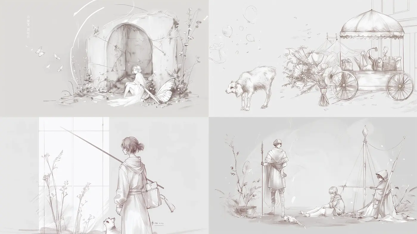Ethereal Sepia Sketches: A Nostalgic Homage to Classical Illustration - Midjourney sref style