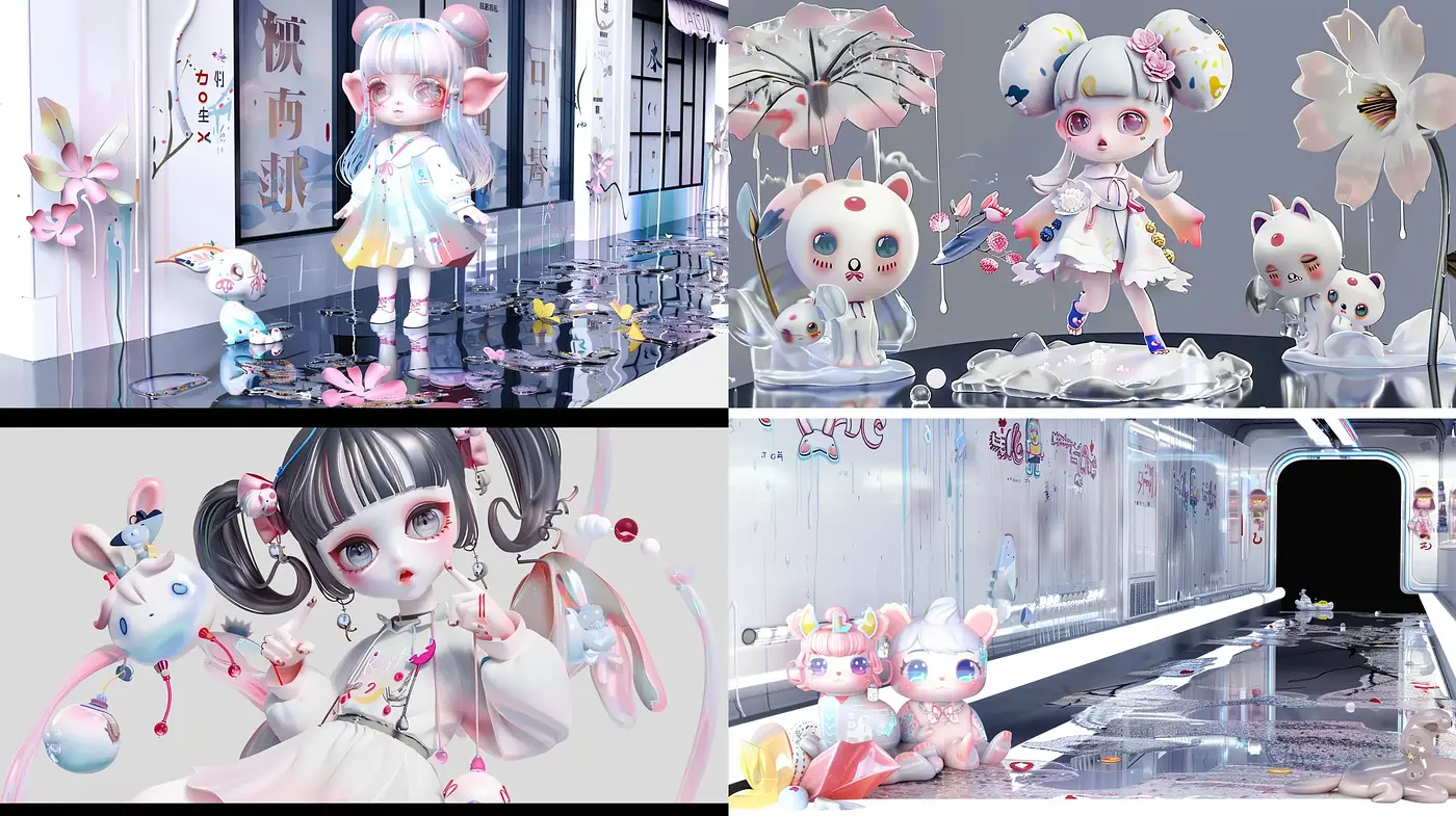 Pastel Dreamscape with Surreal Kawaii Influences - Midjourney sref style