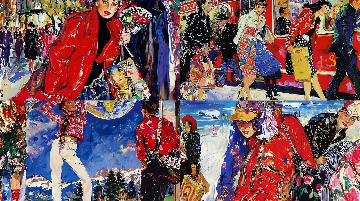 Vibrant and Playful Urban Scenes with a Touch of Retro Charm - Midjourney sref style