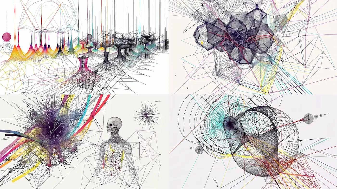 Intricate Geometric Abstractions with a Vibrant Color Scheme - Midjourney sref style