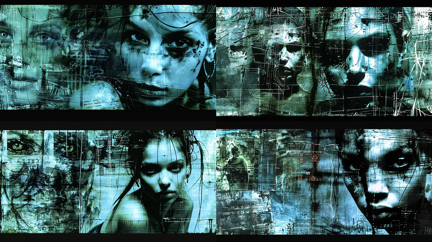 Decay and Rebirth: A Post-Apocalyptic Cybernetic Odyssey - Midjourney sref style
