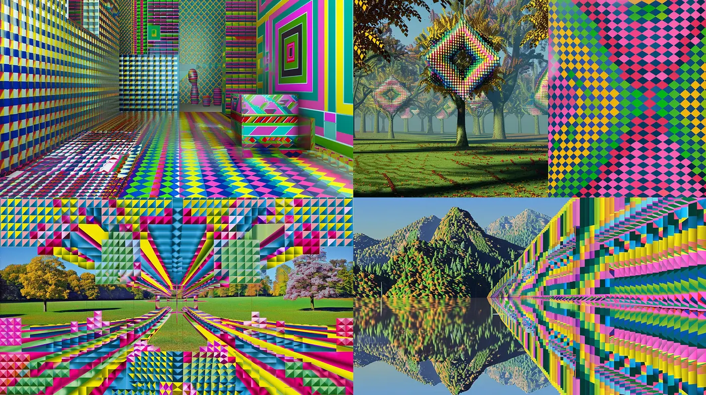 Kaleidoscopic Geometric Extravaganza: A Journey Through Vivid Patterns and Psychedelic Tones - Midjourney sref style