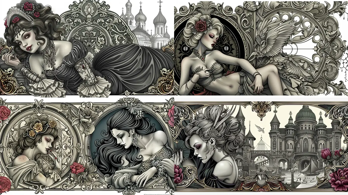 Elegant Baroque Revival With Gothic Nuances - Midjourney sref style