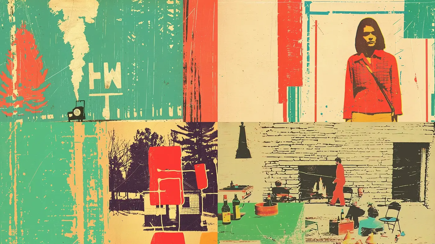 Retro-Influenced Abstract Expressionism with Grainy Textures and Bold Hues - Midjourney sref style