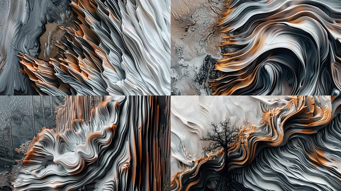 Abstract Eddies and Swirls of Textured Neutrals - Midjourney sref style