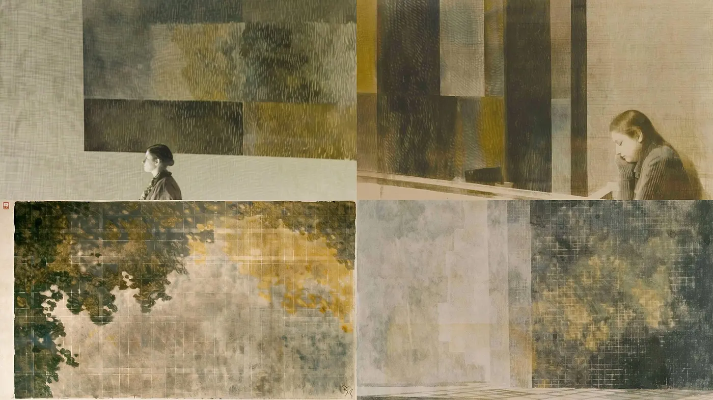 Wistful Textured Abstracts with a Subdued Earthy Palette - Midjourney sref style