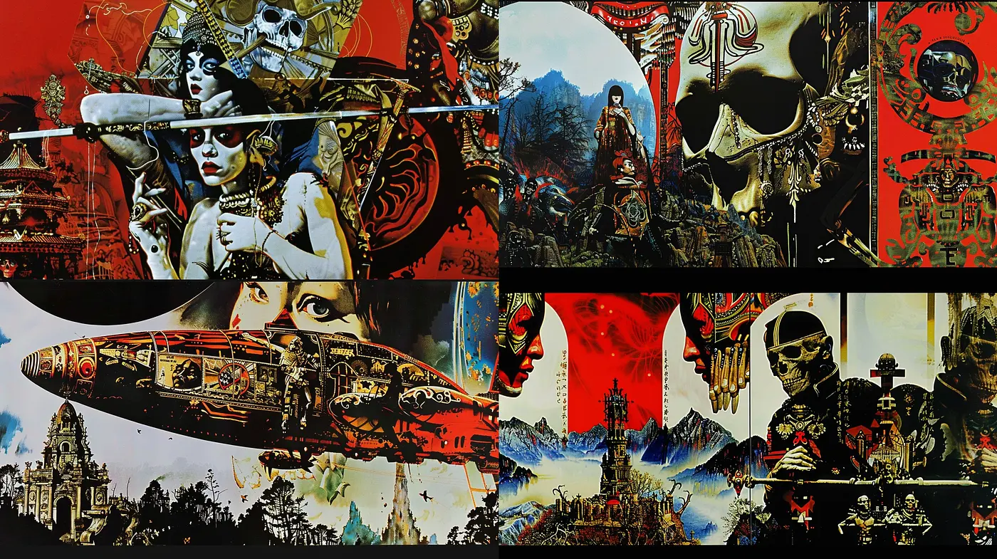 Eclectic Cyberpunk Tapestry: A Fusion of Oriental Mystique and Retrofuturistic Boldness - Midjourney sref style