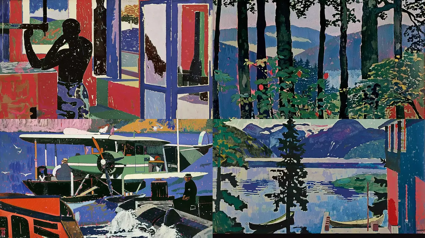 Fragmented Panorama: A Mosaic of Hues and Textured Narratives - Midjourney sref style