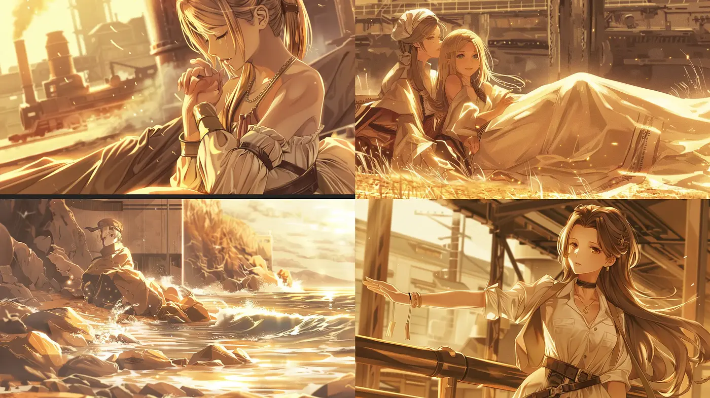 Golden Hour Radiance in Anime-Inspired Illustrations - Midjourney sref style