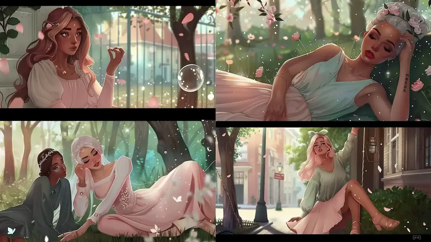 Dreamlike Garden Aesthetic with a Touch of Whimsy - Midjourney sref style