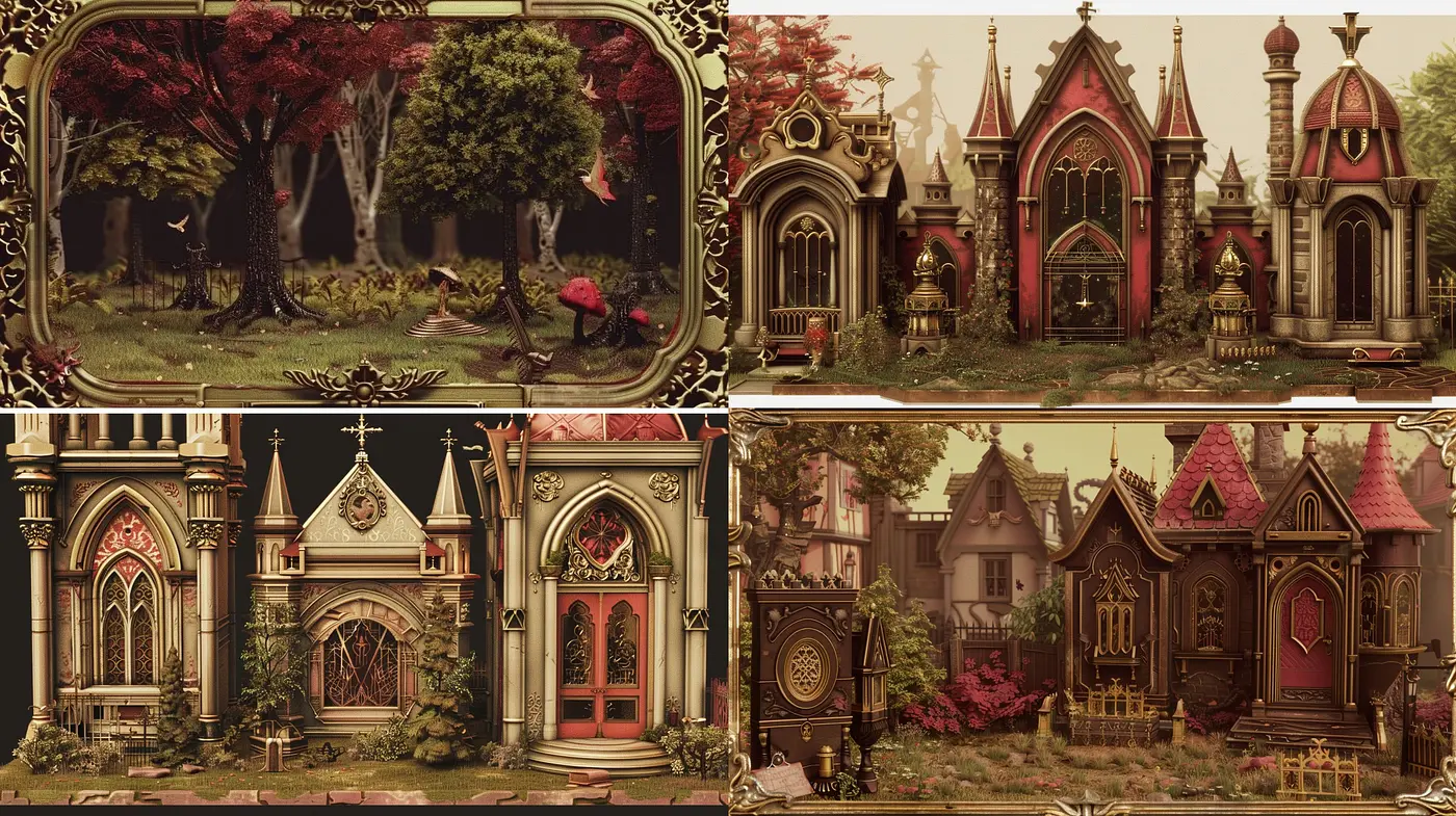 Gothic Reverie: An Ode to Neo-Victorian Architectural Fantasies - Midjourney sref style