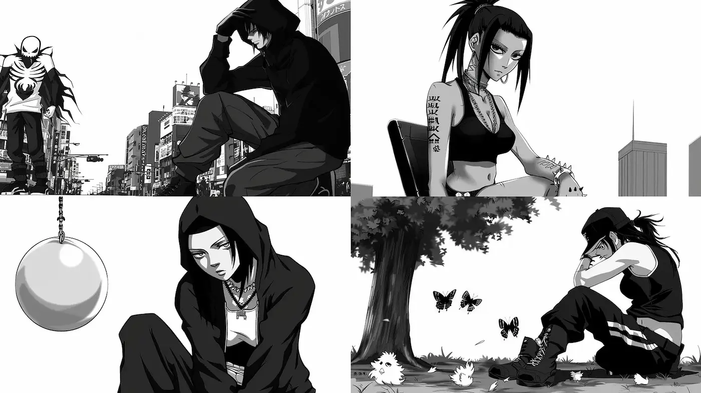 Stylized Noir Aesthetic with Urban Themes and Emotional Depth - Midjourney sref style