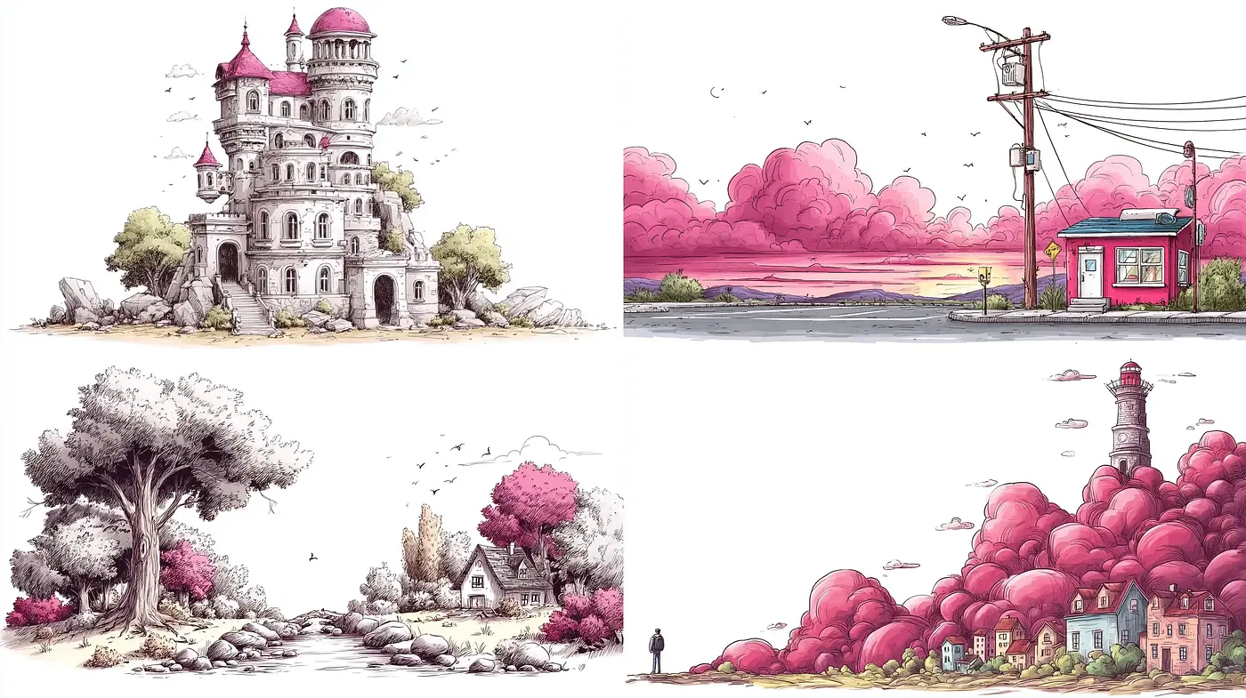 Whimsical Illustrations with Surreal Elements and a Playful Mood - Midjourney sref style