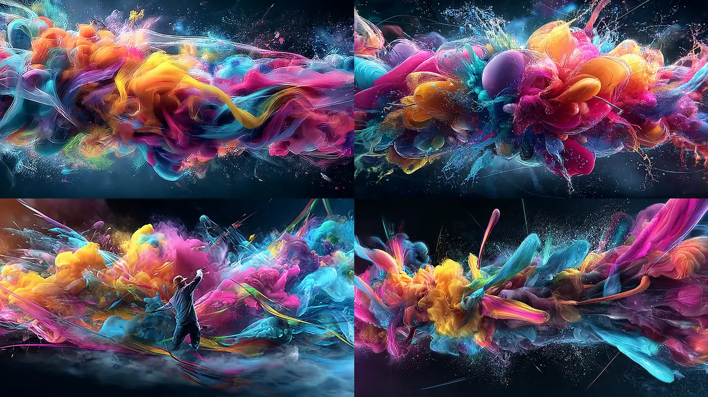 Dynamic and Vibrant Abstract Expressionism with Ethereal Textures - Midjourney sref style