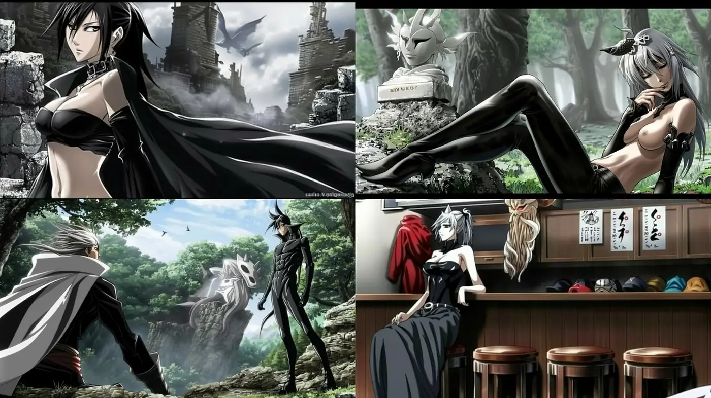 Ethereal Anime Fantasy with Gothic Undertones and Lush Detailing - Midjourney sref style