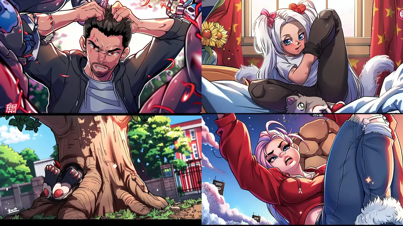 Vibrant and Expressive Illustrated Scenes with Playful Character Dynamics - Midjourney sref style
