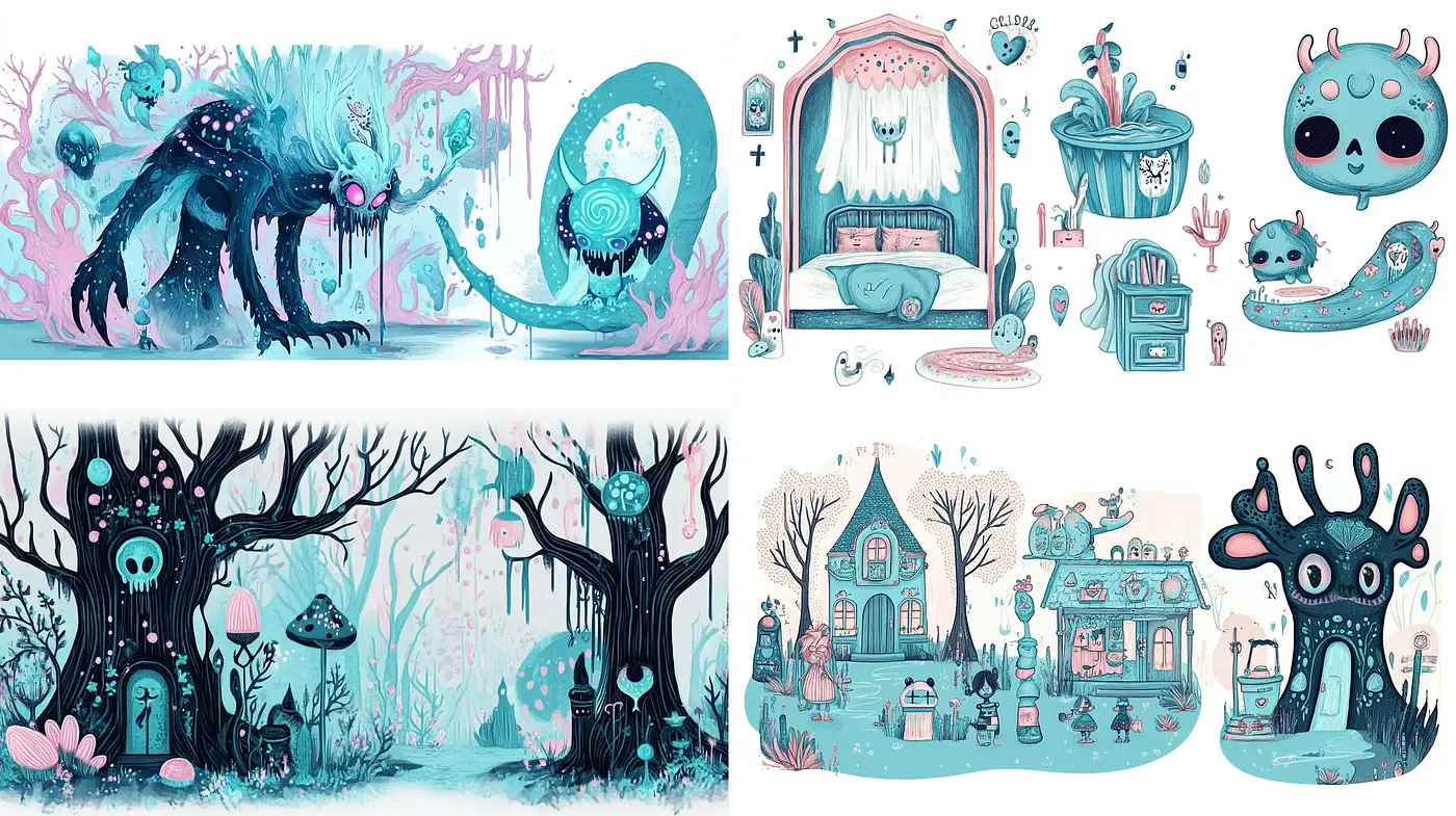 Enchanted Whimsy: A Pastel Storybook Dreamscape - Midjourney sref style