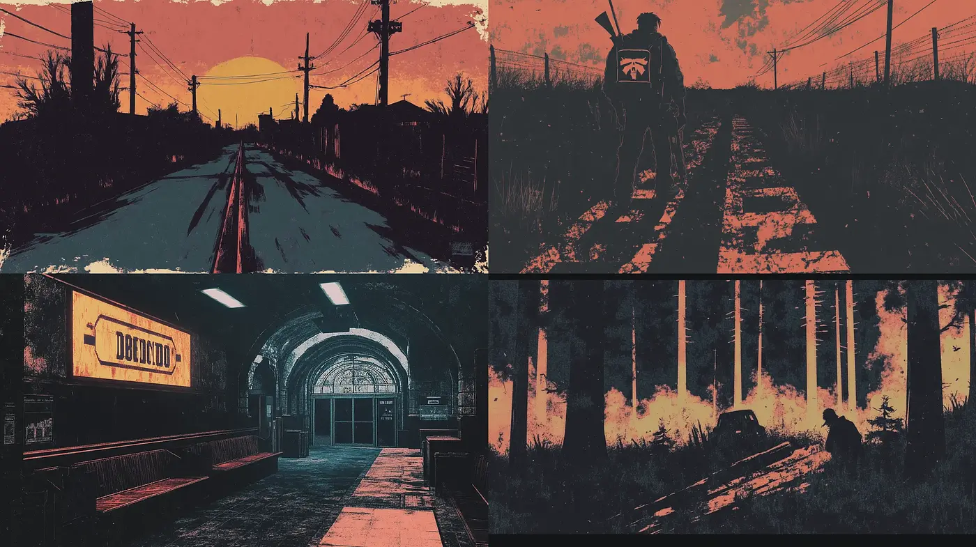 Twilight Hues of Stylized Dystopia - Midjourney sref style