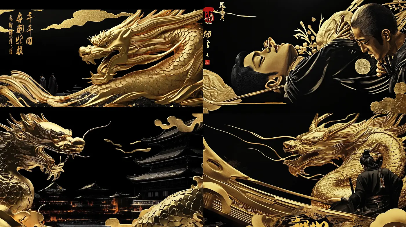 Mythical Elegance in Gilded Hues: An Ode to Oriental Grandeur - Midjourney sref style
