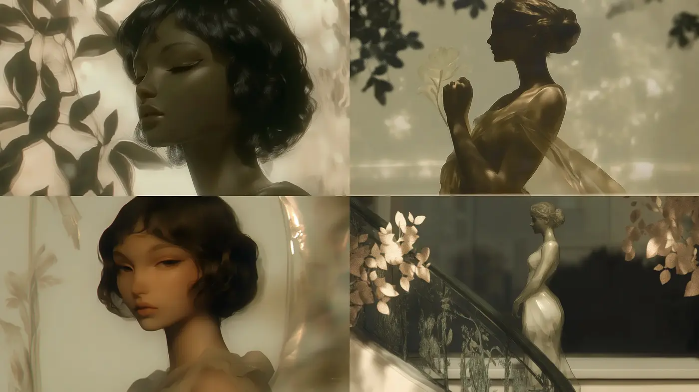 Ethereal Sepia Shadowplay: A Consistent Vision of Grace and Nostalgia - Midjourney sref style