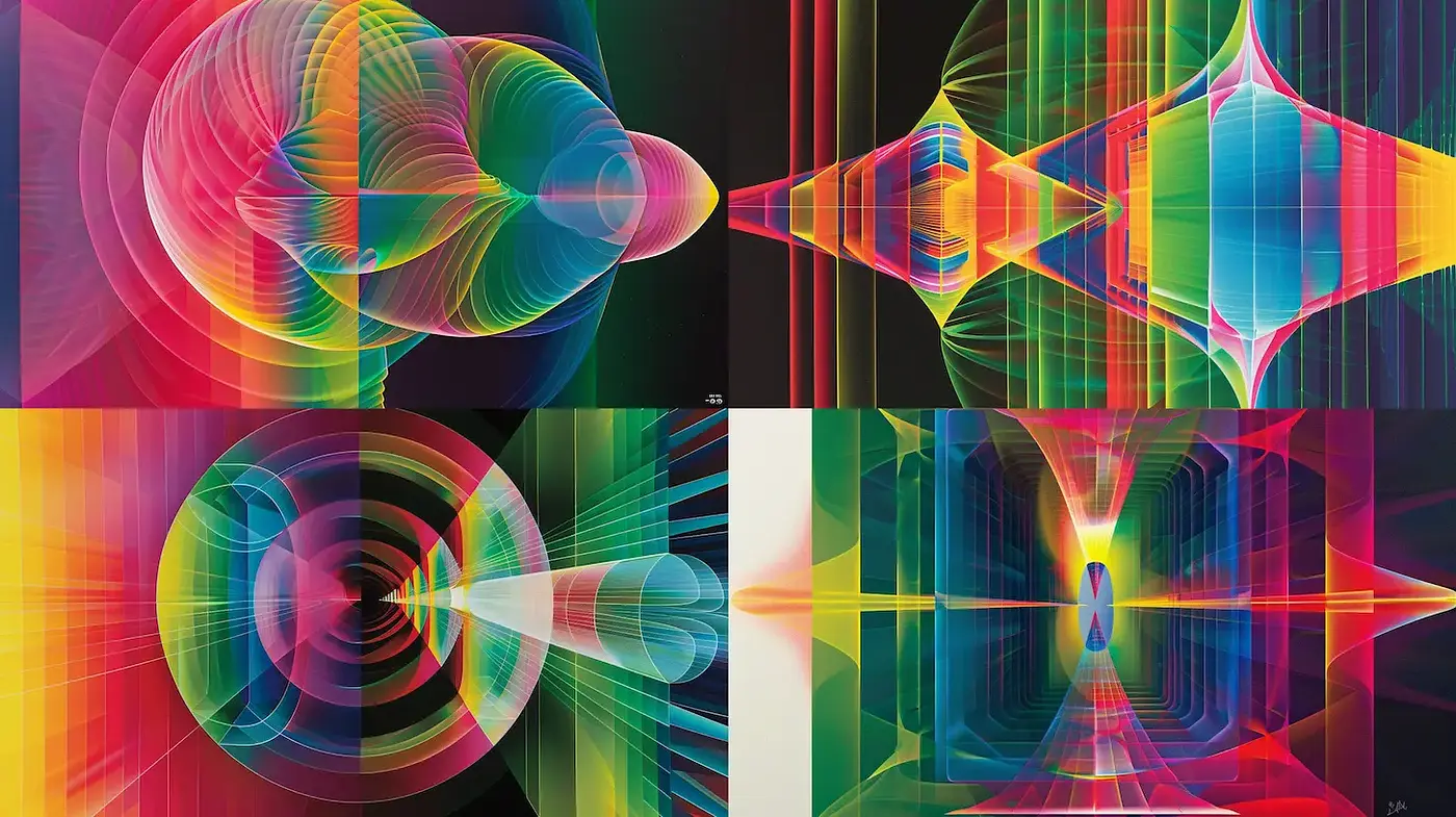 Vibrant Geometric Abstractions with Retro-Futuristic Flair - Midjourney sref style