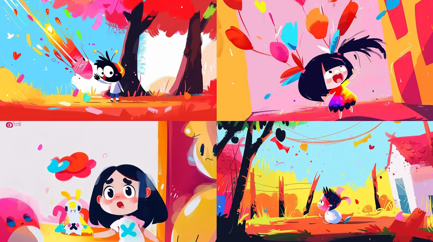 Whimsical Fantasia: A Vivid and Expressive Play on Color and Form - Midjourney sref style