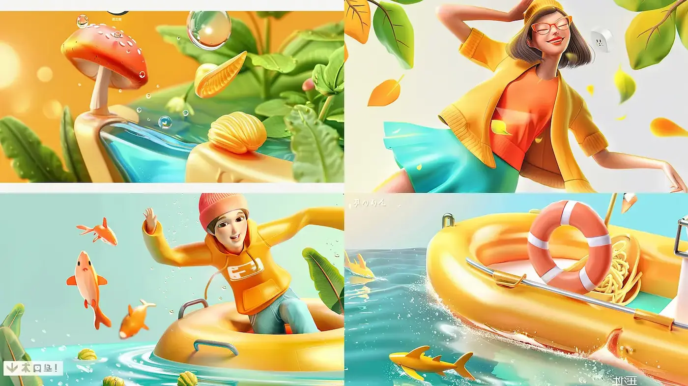 Bright and Playful Tropical Adventure Aesthetic - Midjourney sref style