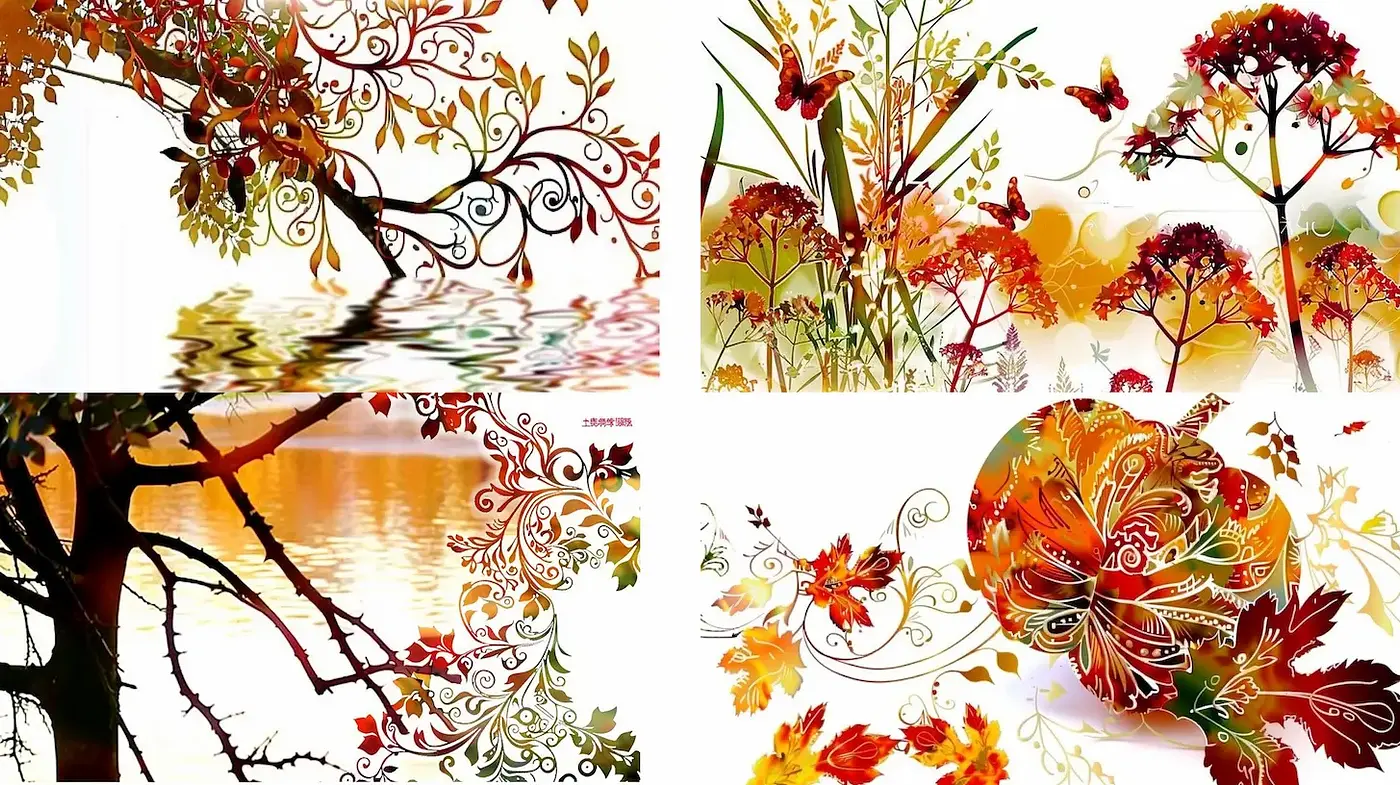 Whimsical Autumnal Flourishes: A Study in Nature's Palette - Midjourney sref style