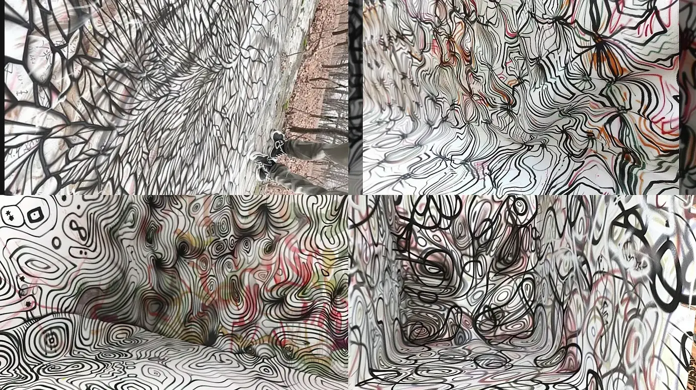 Fluid Abstract Lines with Whimsical Patterns and a Dynamic Energetic Atmosphere - Midjourney sref style
