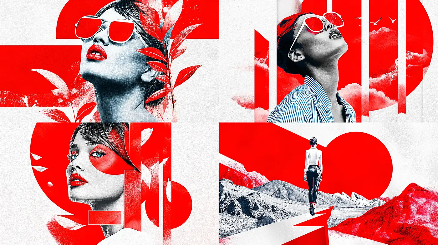 Vibrant and Bold Graphic Portraits with Geometric Elements - Midjourney sref style