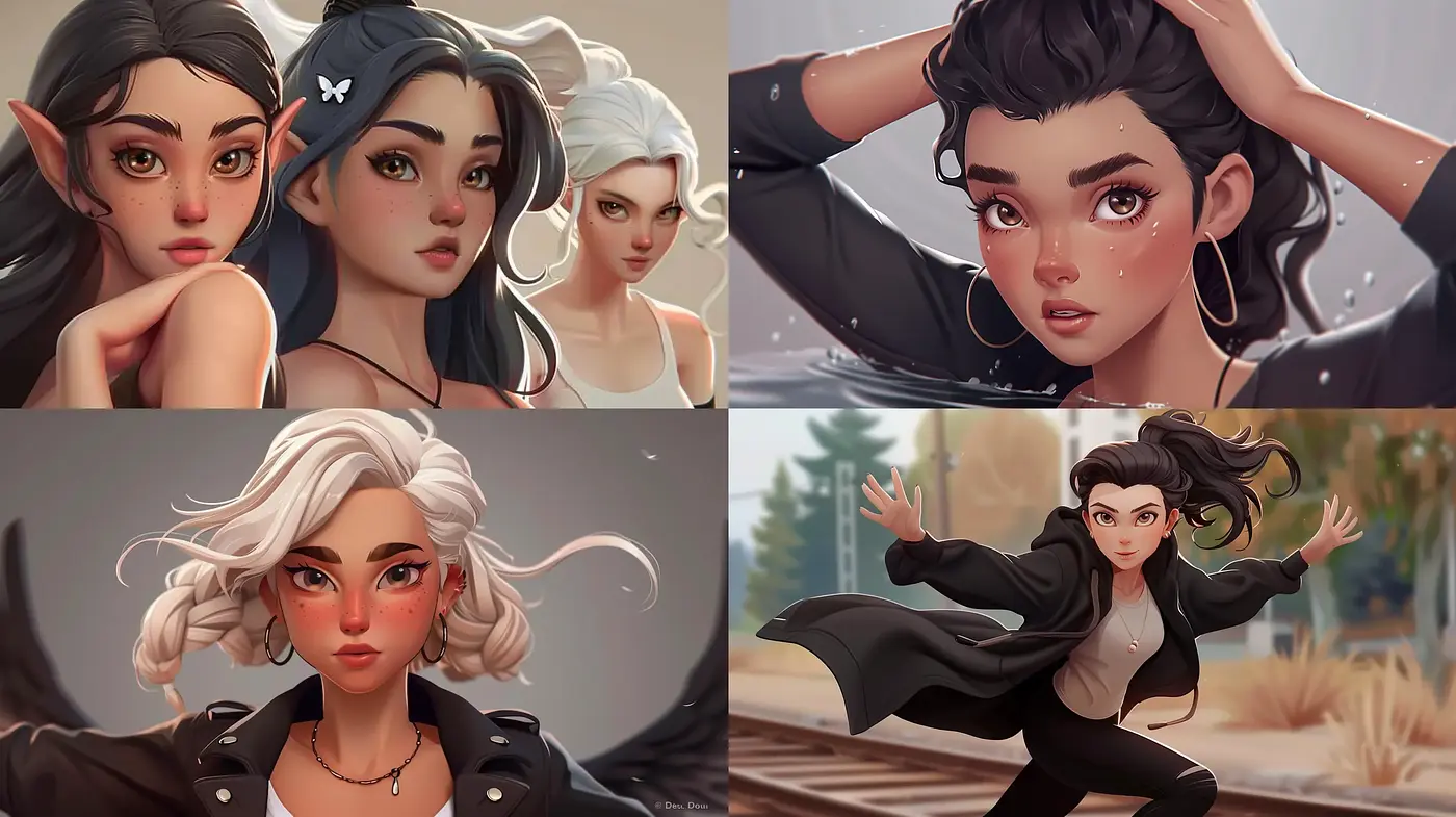 Consistent Animated Character Portraiture with a Modern Graphic Novel Flair - Midjourney sref style