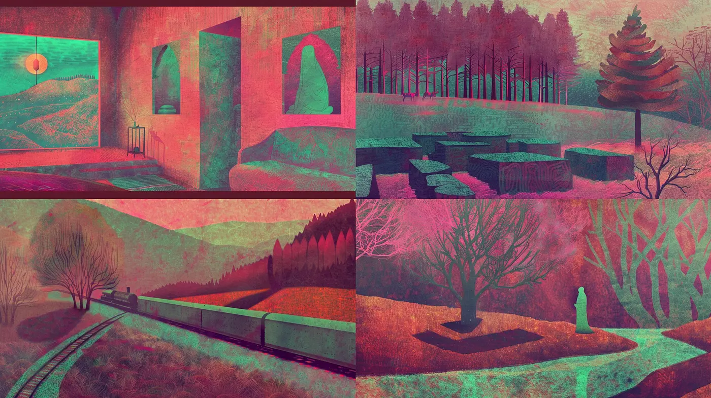 Ethereal Dreamscapes: A Meditative Blend of Surrealism and Hushed Tones - Midjourney sref style
