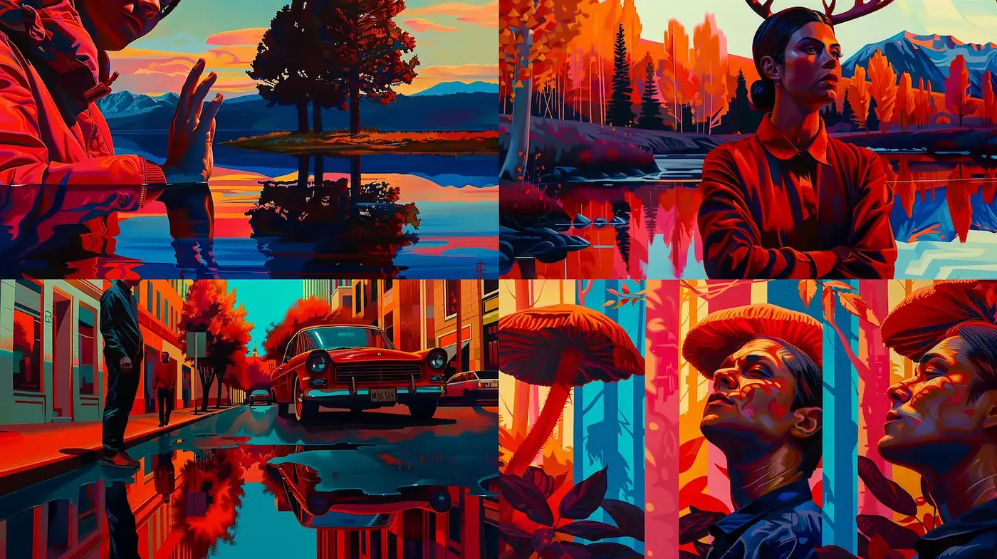 Vibrant and Atmospheric Illustrations with a Surreal Quality - Midjourney sref style