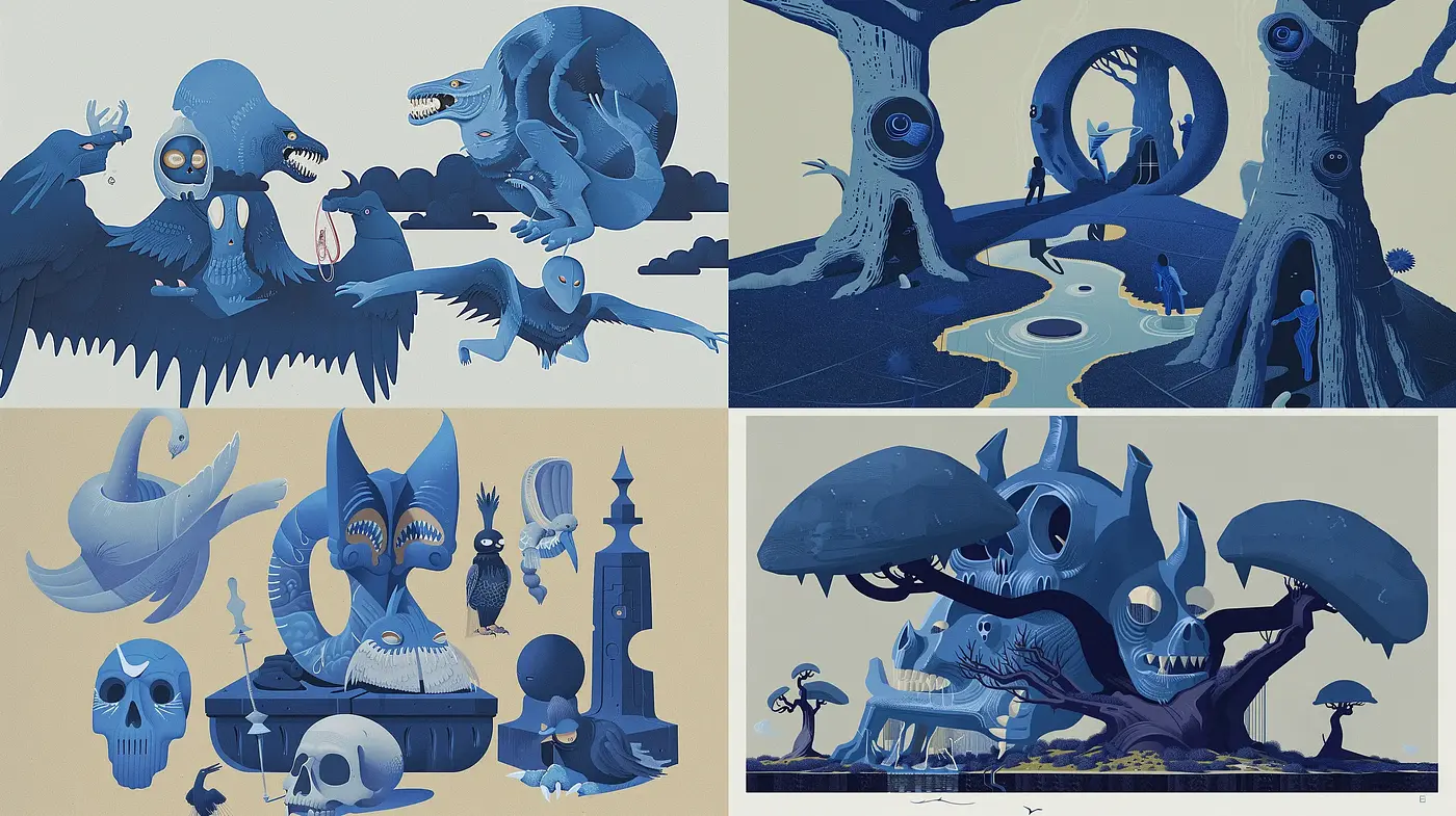 Ethereal Blue Dreamscape Series: An Homage to Surreal Imaginings - Midjourney sref style